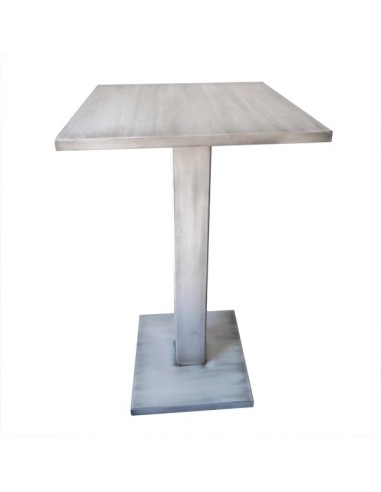 Mesa alta pie central madera 852 lacado blanco patinado negro