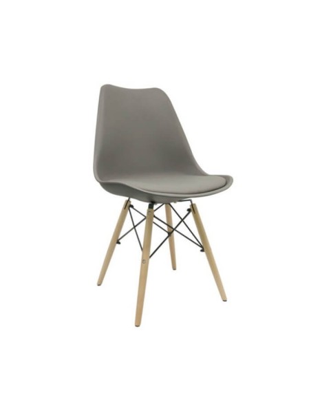Silla nórdica Eames con cojín de polipiel gris