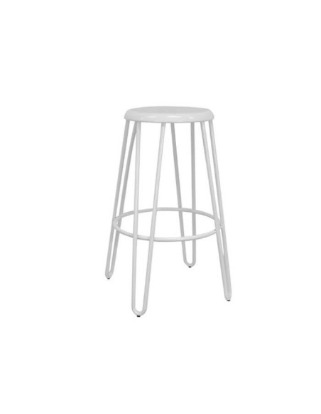Taburete Industrial York en acero con asiento madera