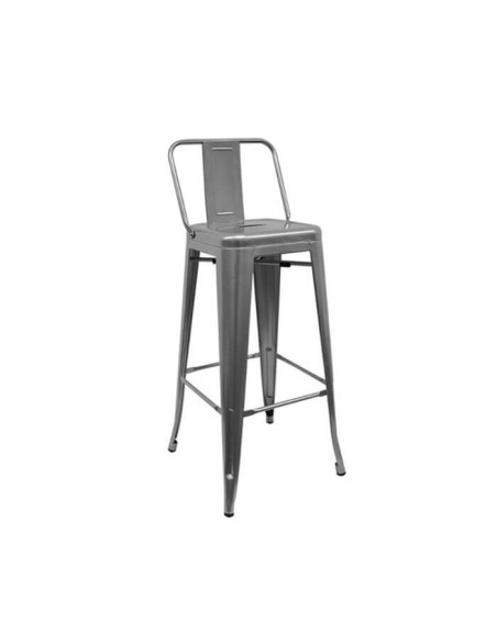 Taburete industrial Tolix replica con respaldo gris 