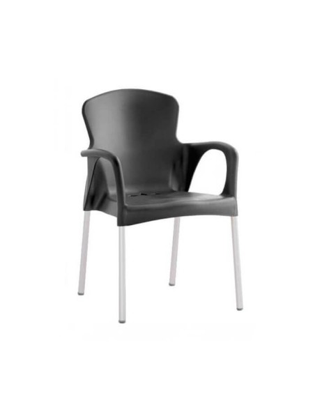 Silla terraza económica con brazos Grace color negro