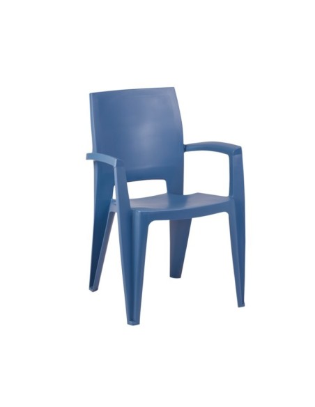 Silla Atenas de plástico con brazos color azul