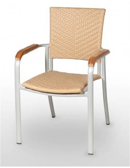Silla Aluminio y Rattan color bambú
