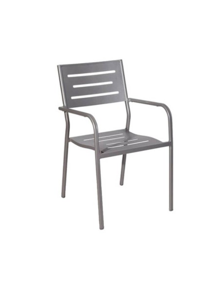 Silla metálica hostelería con brazos colorgris
