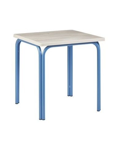 Mesa terraza color azul con tablero sevelit roble nautico