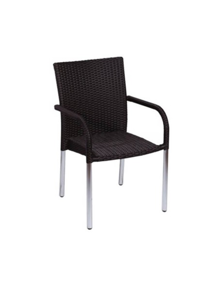 Silla aluminio y rattan color negro para terraza