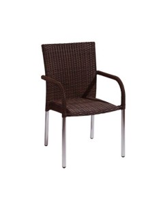 Silla aluminio y rattan color moka para terraza