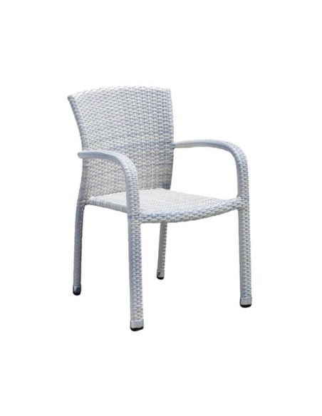 Silla rattan sintético para hostelería color blanco