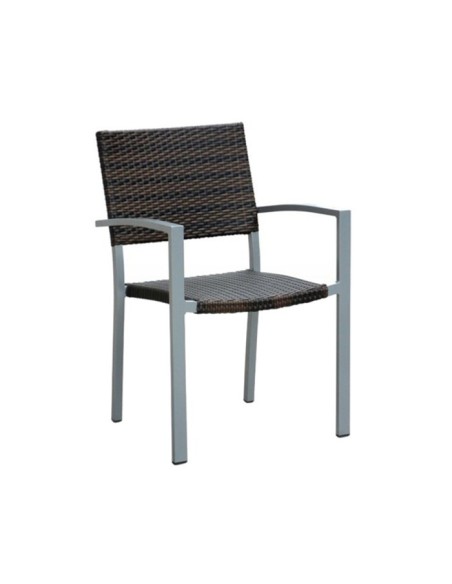 Silla metálica Berlin ratán color moka especial terrazas