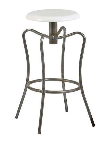 Taburete industrial Londres color negro transparente y asiento color blanco