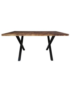 Mesa Nebraska tablero quemado y patas metálicas en negro 2