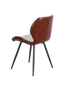 Silla retro tulsa cuero viejo y blanco para hostelería y hogar imitación madera 2