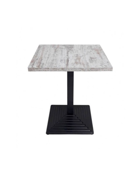 Mesa pie central piramide hierro negro con tablero melamina color vintage