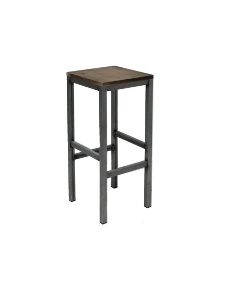 Taburete industrial Boston acero y madera