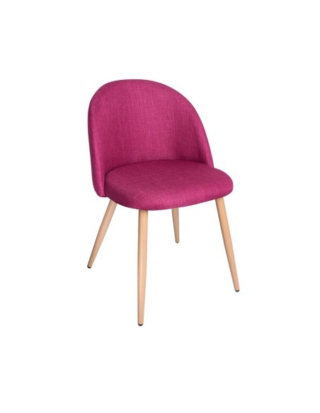 Silla Lucca tapizada en tela color rosa