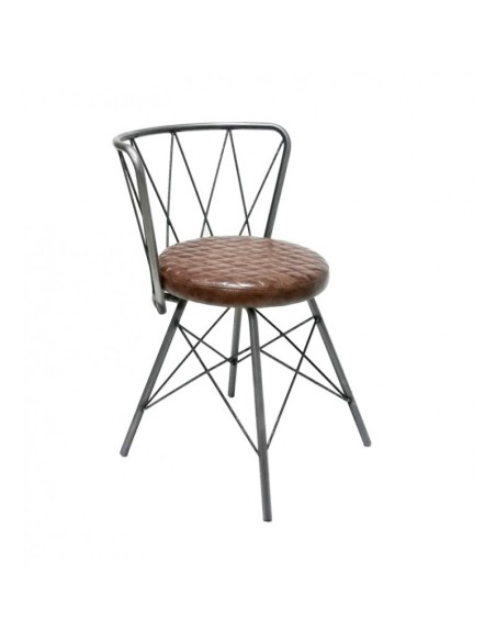 Silla retro Skoll natural con asiento polipiel cuero para bares y restaurantes