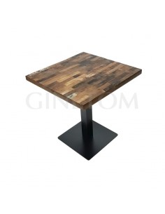Mesa pie central hierro con tablero madera sheesham 2 reciclado