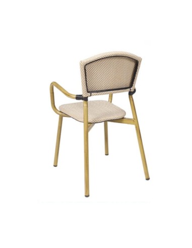 Sillón Potobello aluminio deco bambu con textilene latte para bares y restaurantes