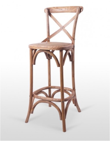Taburete alto thonet cruceta para hosteleria color roble