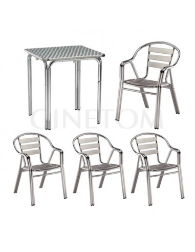 fósil sección vagón Conjunto Sillas y mesas aluminio para terrazas - SIllas y mesas terraza