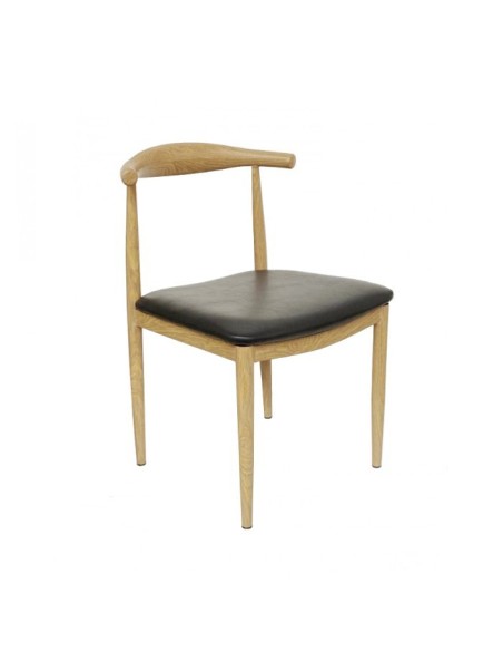Silla diseño elbow acero imitacion madera con asiento negro