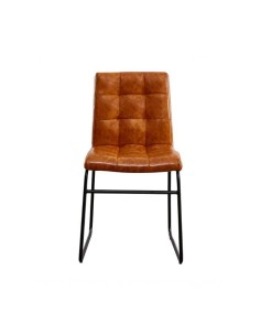 Silla vintage retro comedor Harlem cuero anaranjado 2