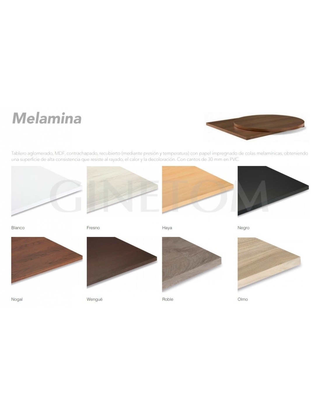 Tablero para mesas de Melamina 70x70 cm