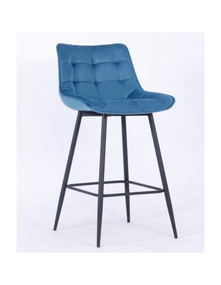 Taburete alto Fabio tapizado velvelt azul