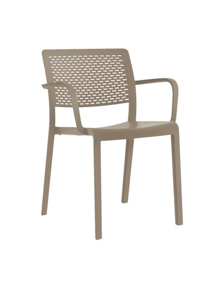 Silla con brazos Trama Resol arena para hosteleria
