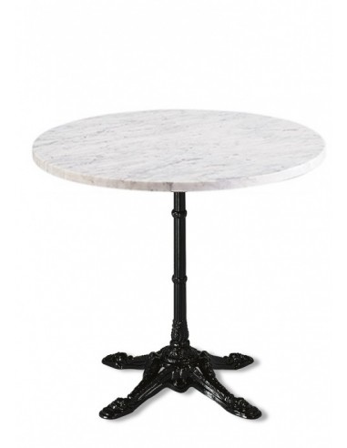 Mesa pie central aluminio con tablero de marmol para bares y restaurantes