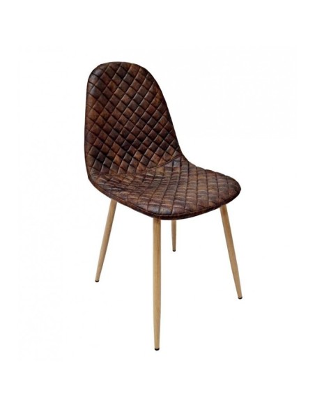 Silla retro tapizada rombos microgamuza oxido