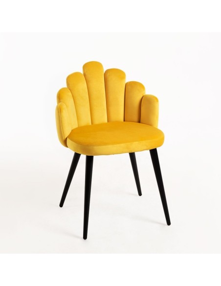 Silla terciopelo amarillo hapen patas negras