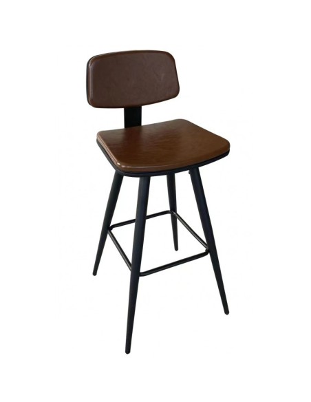 Taburete vintage metalico Assen polipiel marron claro