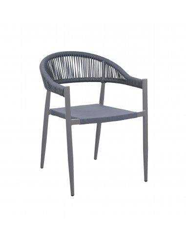 Silla para terraza Liko aluminio con asiento textilene y respaldo cuerda sintetica Ginetom