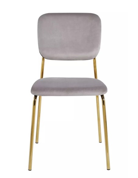 Silla Tapizada Terciopelo Gris claro Estambul Golden oro Hosteleria comedor bar restaurante Ginetom