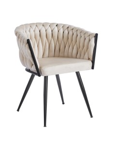 SILLA COMEDOR DISEÑO METAL NEGRO Y TERCIOPELO BEIGE