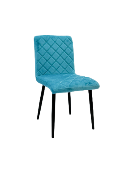 Silla tapizada Gante black Ginetom hosteleria comedor terciopelo azul