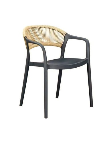 silla terraza ibiza negro  plastico con cuerda ginetom hosteleria terrazas diseño contract