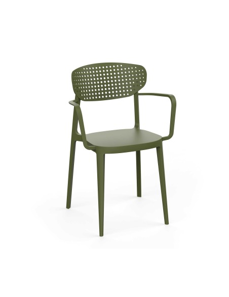 Sillon de plastico para terrazas Aire 2 Ginetom color verde oliva