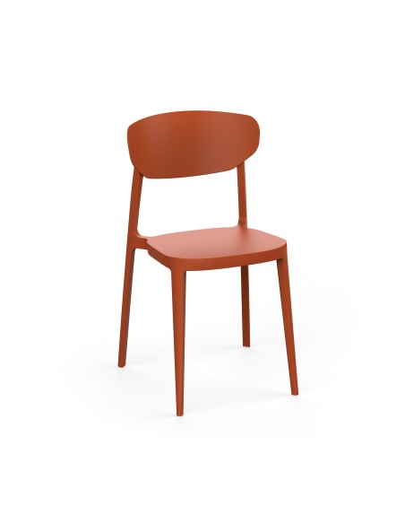 silla de plastico agua 1 ginetom para terrazas de hosteleria color brick