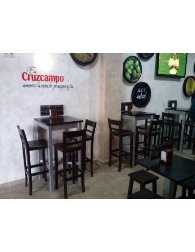 Taburete hosteleria alto con respaldo de madera -  mobiliario hosteleria economico - taburetes respaldo - Ginetom