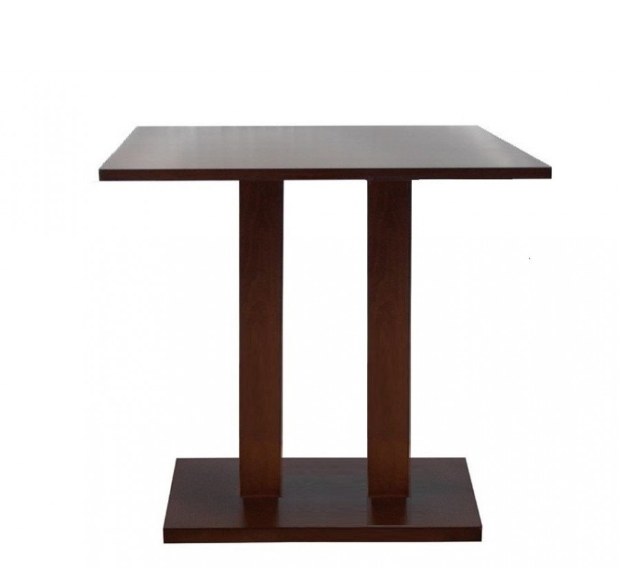 mesa de madera con pie central para hostelería